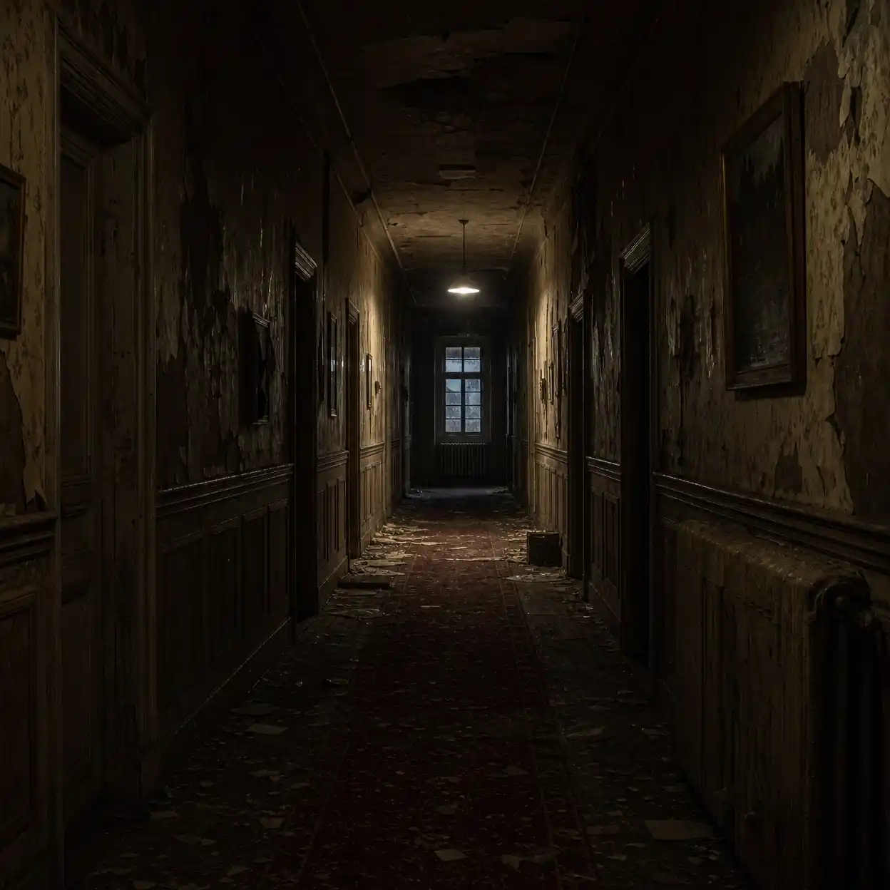 ai game music horror survival artwork showing unsettling ambient drones, dissonant strings, and suspenseful sound design for terrifying game worlds, tense exploration, and survival encounters.